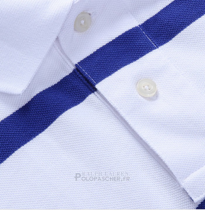 Ralph Lauren Homme Stripe Polo Blanc